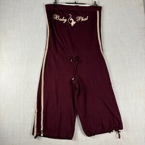 Baby Phat Y2K Romper Burgundy Jumpsuit XL Spellout